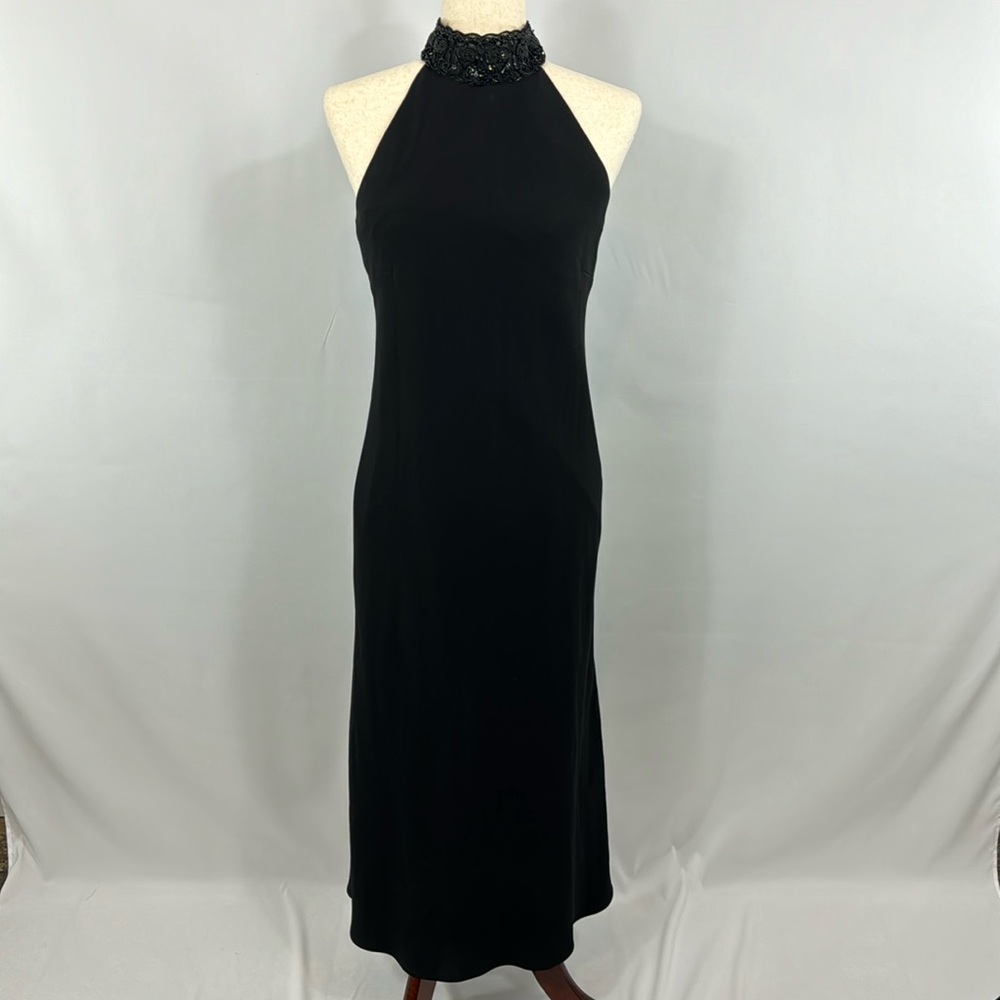 Ralph Lauren Black Dress With Beaded Collar Size 8